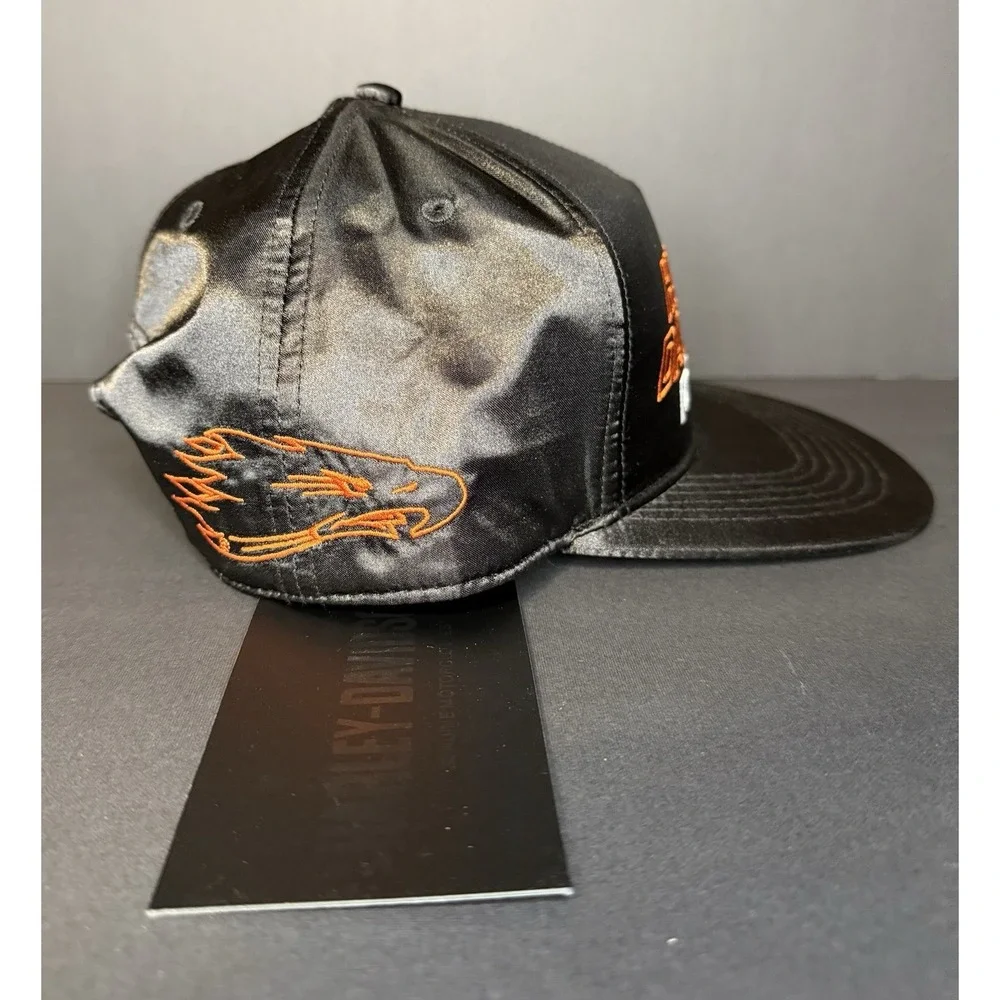 Harley Davidson‎ Racing Screamin Eagle Mens OS Black Satin Snapback Cap Hat